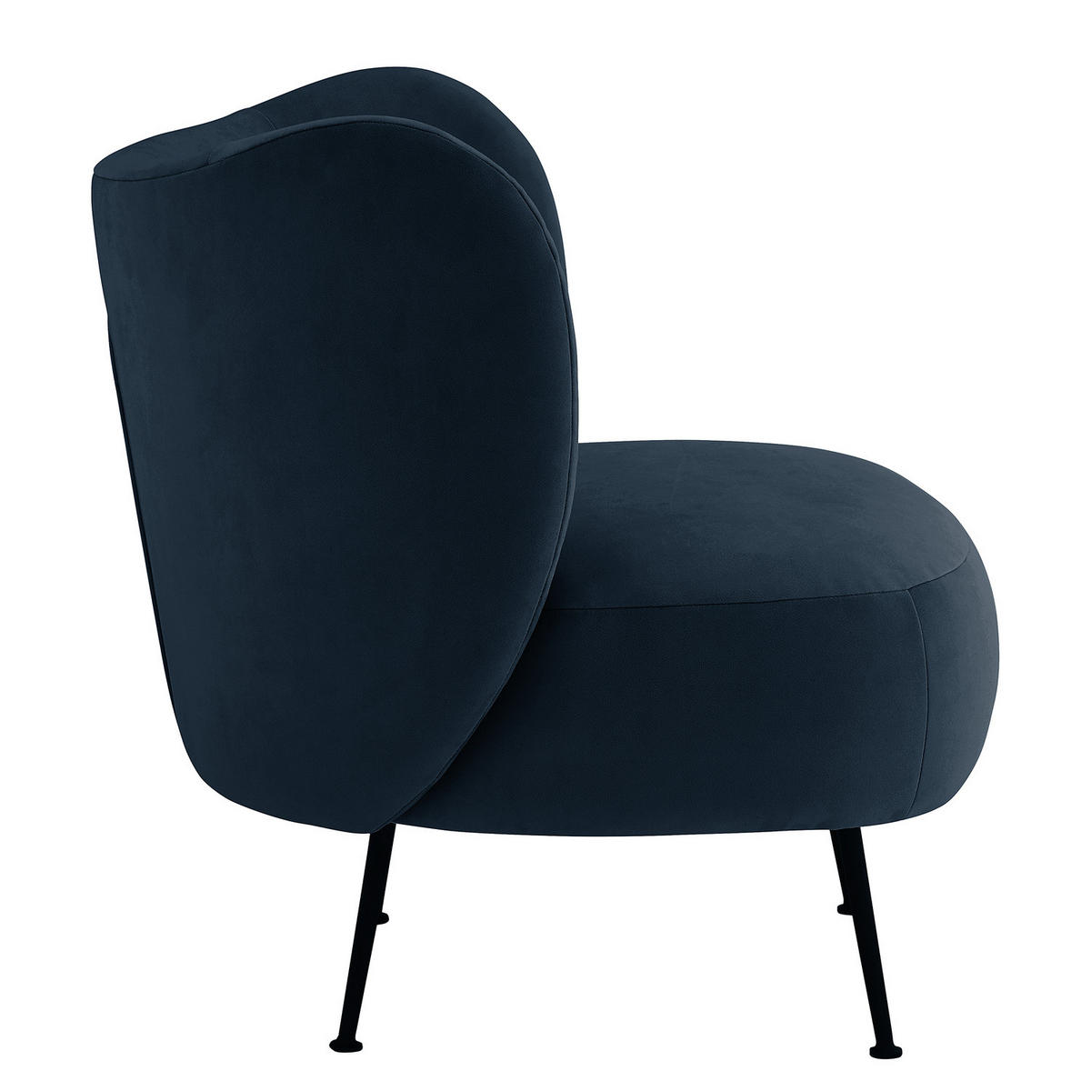 LOUNGESESSEL - Massivholz / Textil - Blau/Schwarz, Textil/Metall (61/78/71cm) - home24