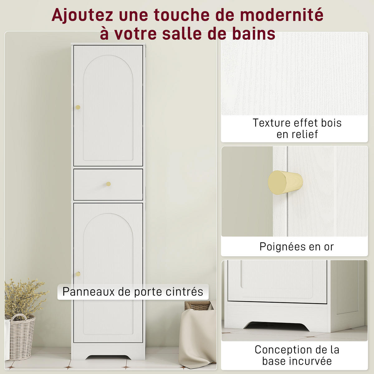 HOCHSCHRANK Weiß 40/29,5/170 cm - Weiß, Holzwerkstoff (40/170/29.5cm) - PANGIVO
