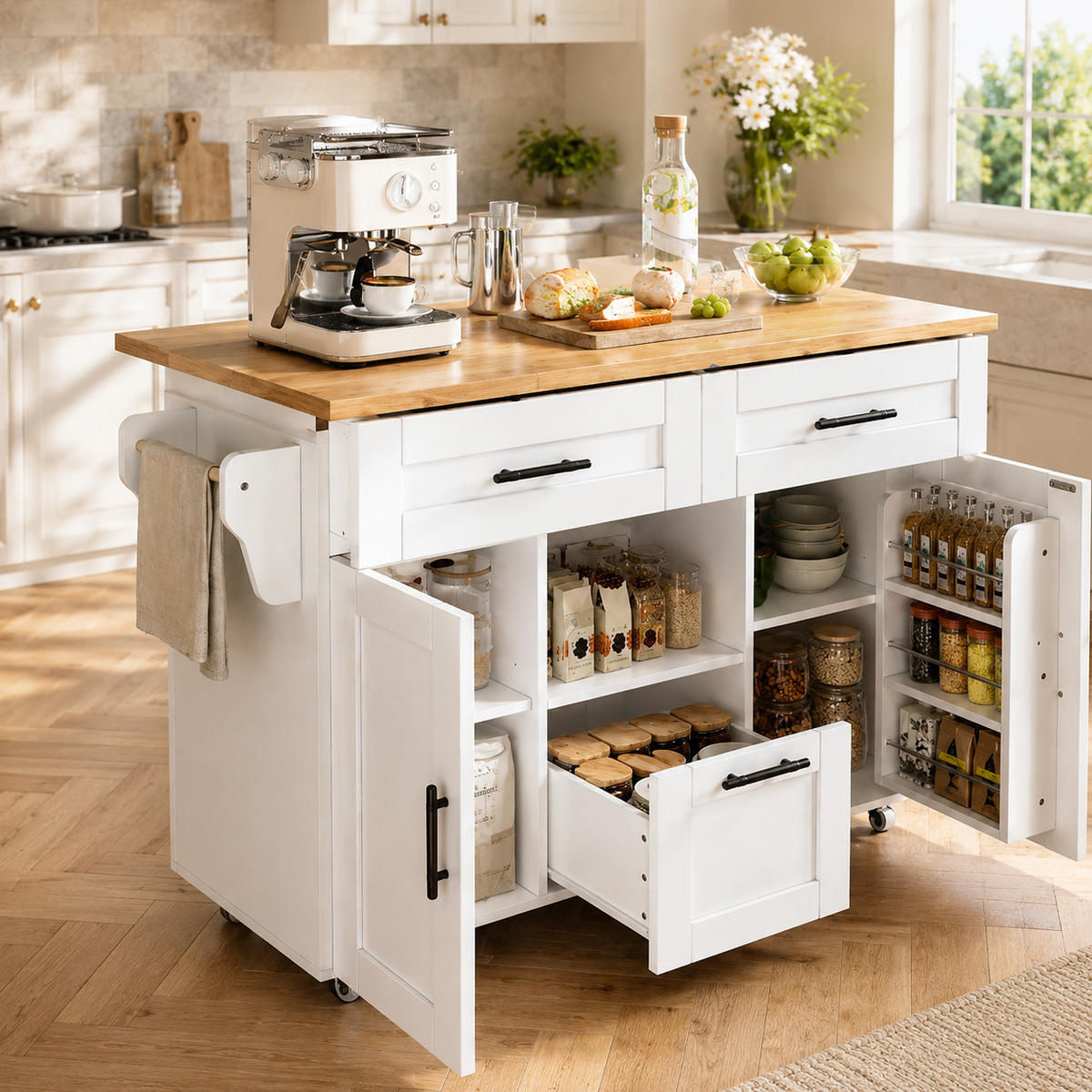 KÜCHENINSEL Weiß 120/71/90 cm - Weiß, Holzwerkstoff (120/90/71cm) - PANGIVO