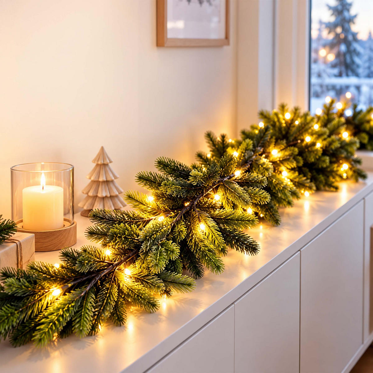 GIRLANDA Zelená LED časovač 5 m - tmavě zelená, plast (20cm) - Relaxdays