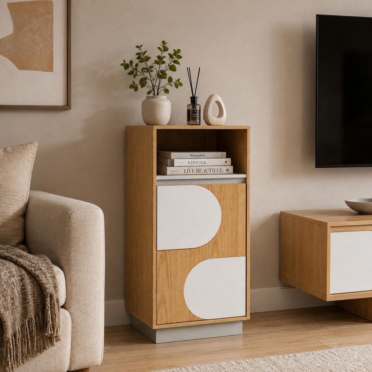 BADEZIMMERSCHRANK 85cm - Akaziefarben, Holzwerkstoff (30/85/40cm)