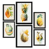 POSTER Set Mit 6 Tropische Früchte Plakate Von Obst Gemüse & Gesunden Lebensmitteln Im Aquarell Kunst Auf Reinweißen A3 & A4 Schwarzer Rahmen - Schwarz, Papier (29/3cm) - Nacnic