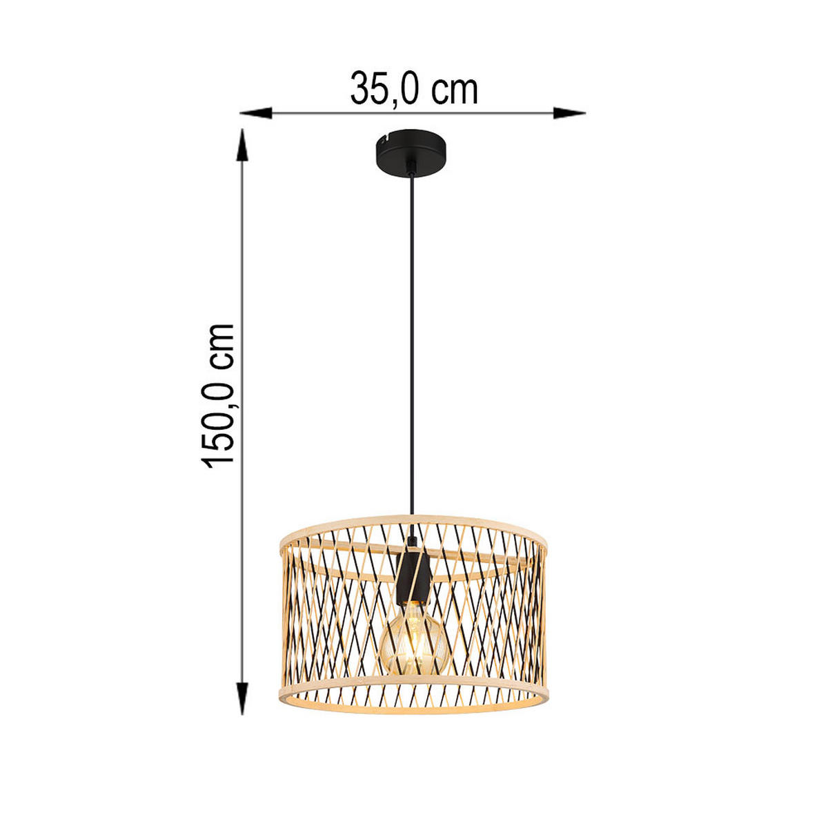 HÄNGELEUCHTE Metall Schwarz Matt Braun - Braun, Holz (35/35/150cm) - Nowa