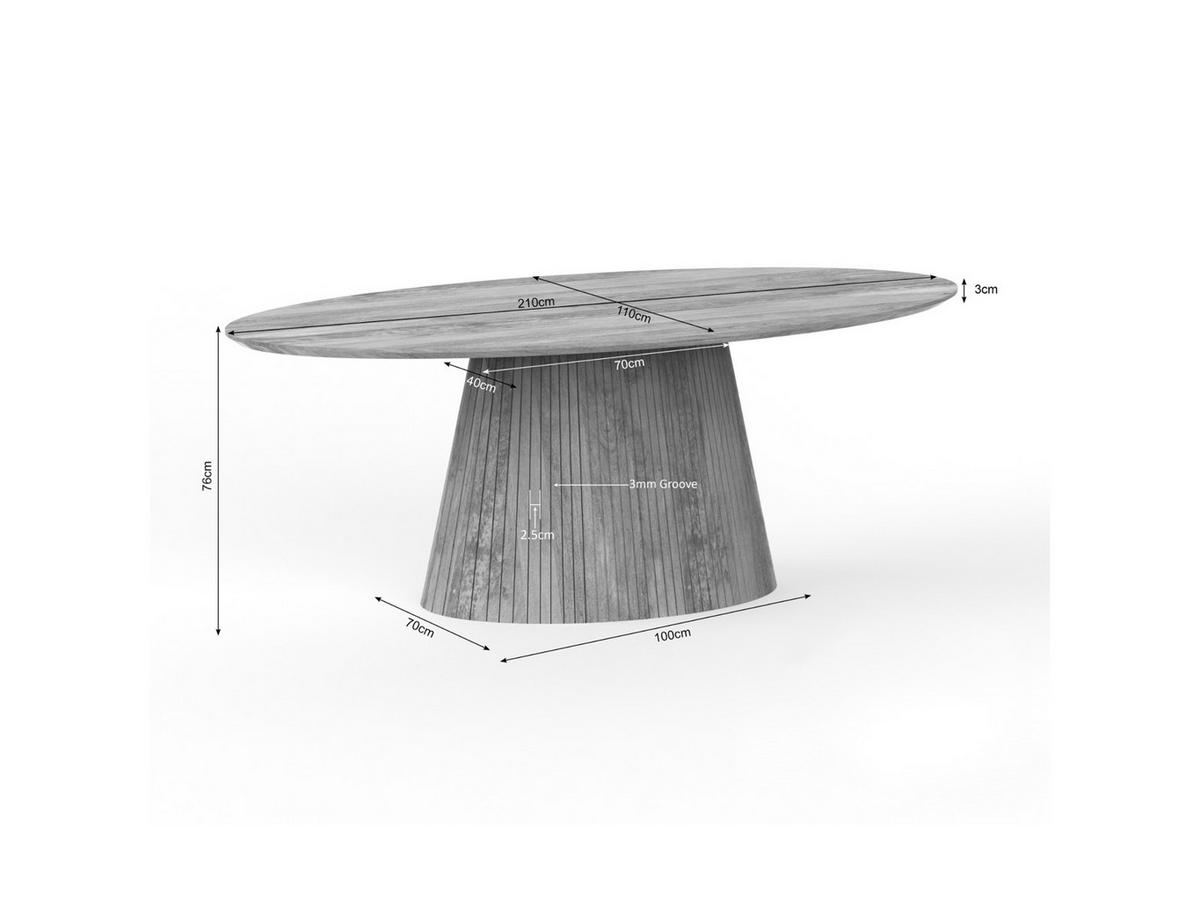 ESSTISCH Helena Oval 210 cm X 110 cm Natur - Naturfarben, Holz (110/210/76cm) - Villa Möbel