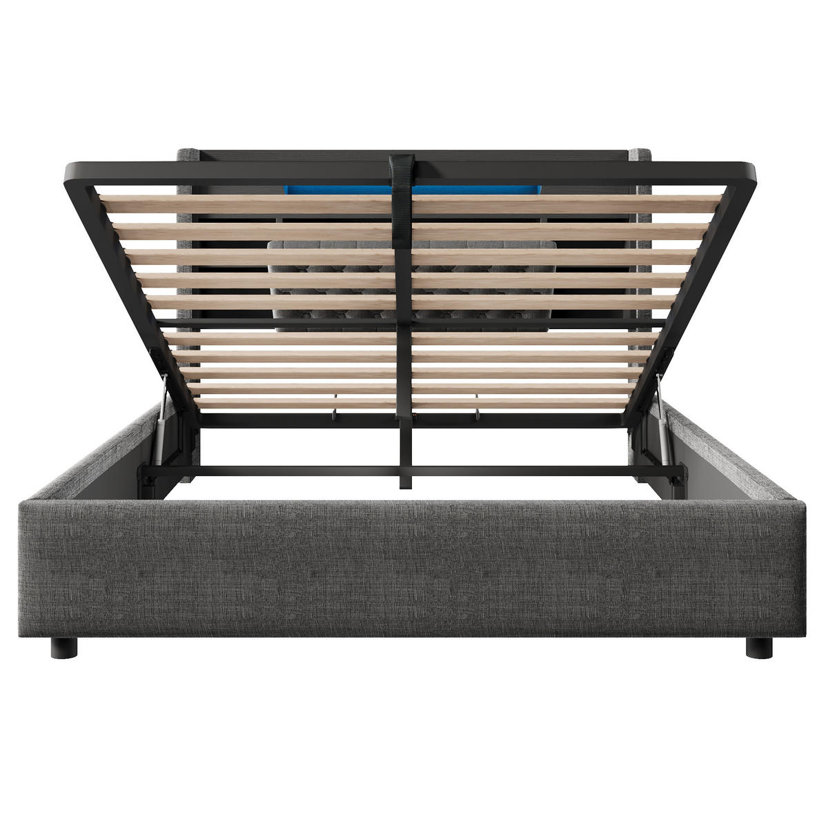 POLSTERBETT 140/200 cm Grau mit LED-Beleuchtung und Stauraum-Kopfteil - Grau, Textil (140/200cm) - Oxeza