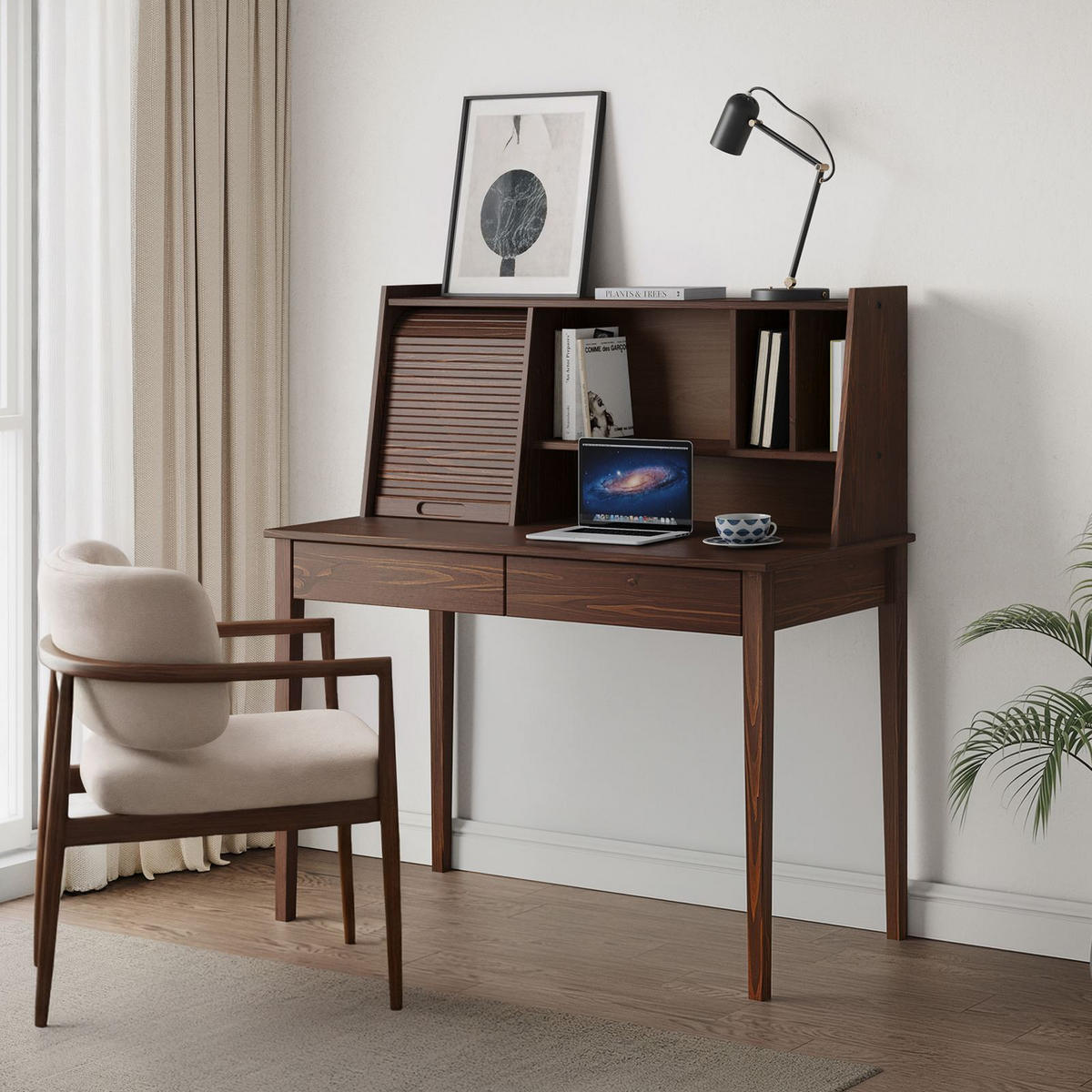 SCHREIBTISCH ALISA nussbaum - Nussbaumfarben, Holz (54/114/122cm) - IDIMEX