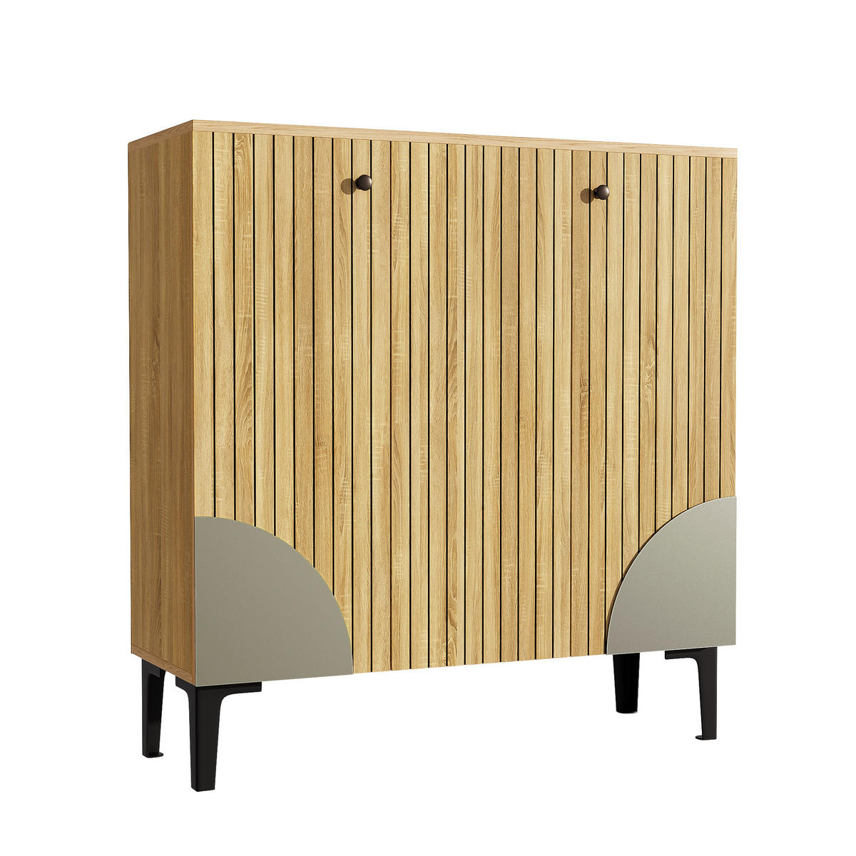 SCHUHSCHRANK 90x32x94 cm 3 Türen Holzoptik - Naturfarben, Holzwerkstoff (90/94/32cm) - LEBENLANG