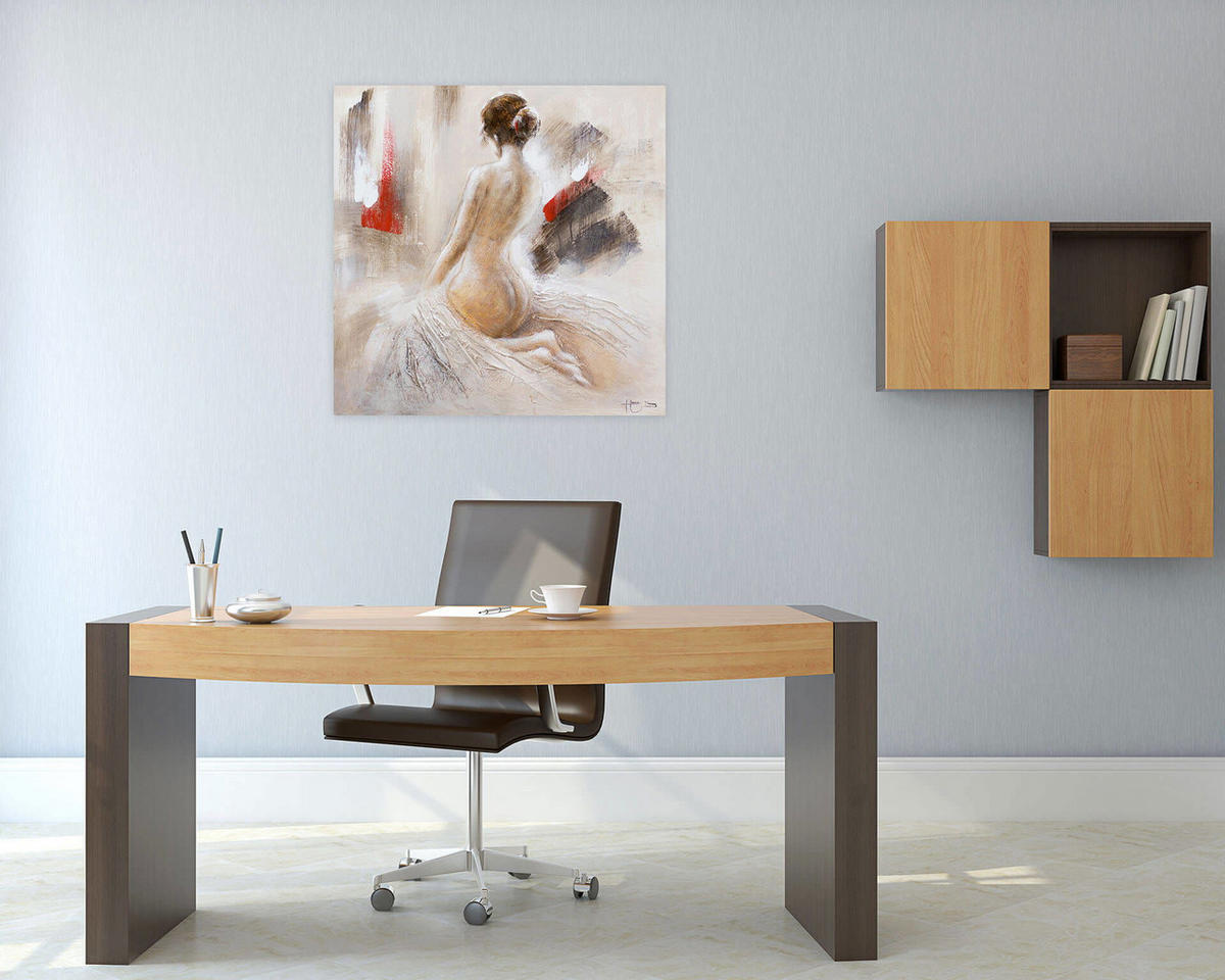 ACRYLBILD HANDGEMALT 80/80 cm - Beige, Holz/Textil (80/80cm) - KUNSTLOFT