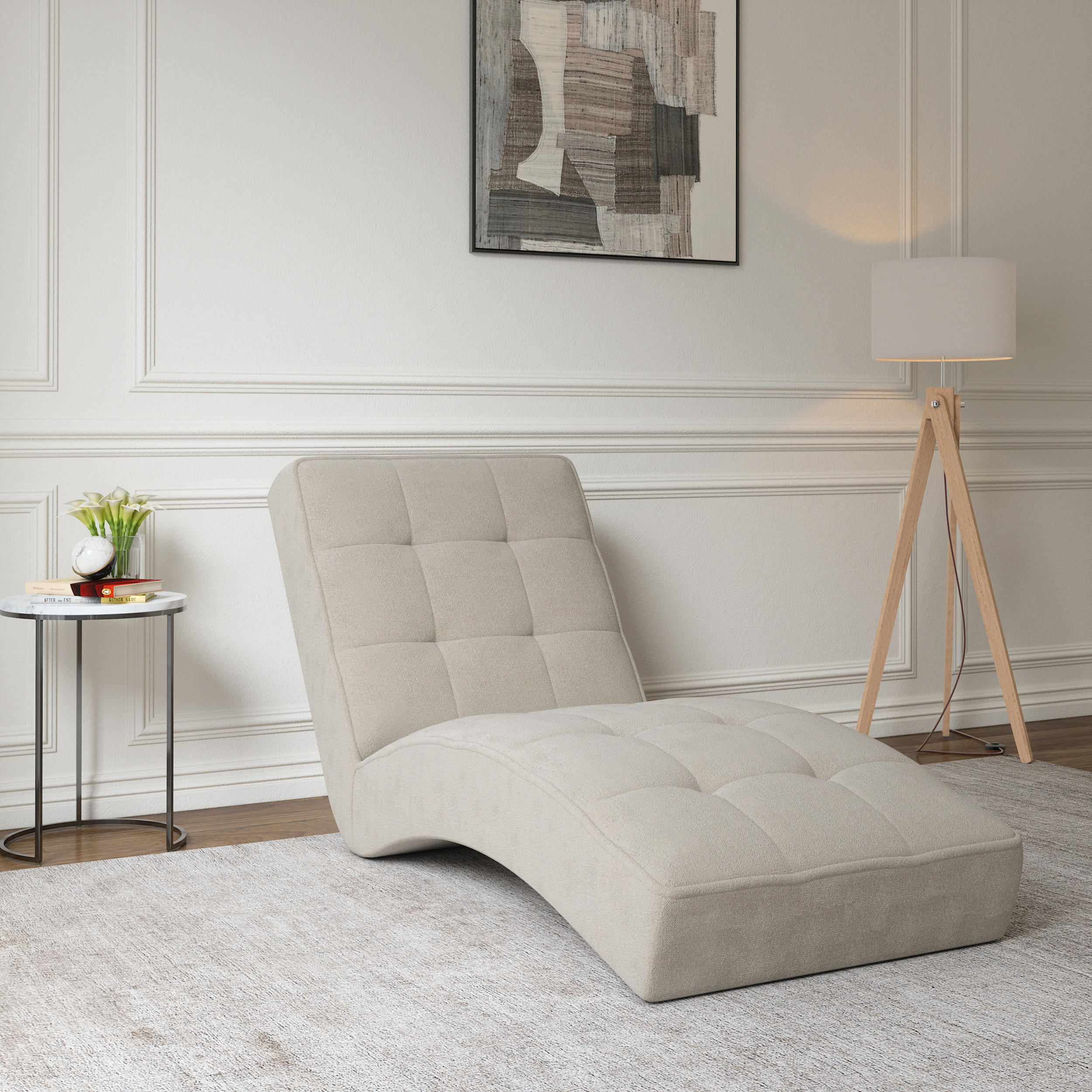 CHAISELONGUE - Livano - Creme (Twist 01) - Beige, Holzwerkstoff (73/79/170cm) - Möblo