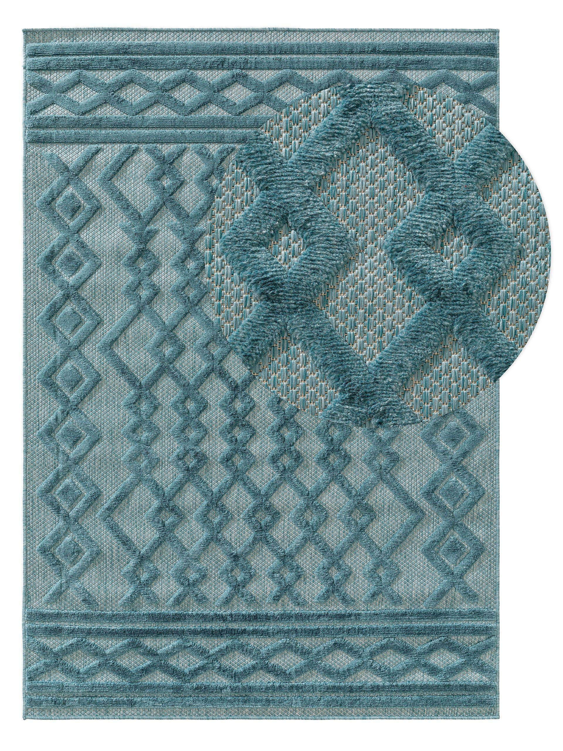 OUTDOORTEPPICH Bonte Türkis 160x230 cm - Türkis, Textil (160/230cm) - benuta Nest