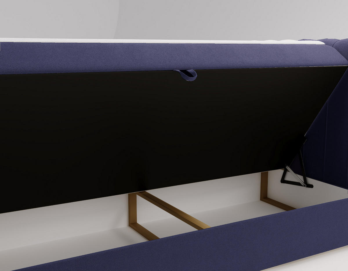 BOXBETT OSLO mit Bettkasten Stoff Komodo Marineblau 140x200 cm - Dunkelblau, Holz (140/200cm) - Kaiser Möbel