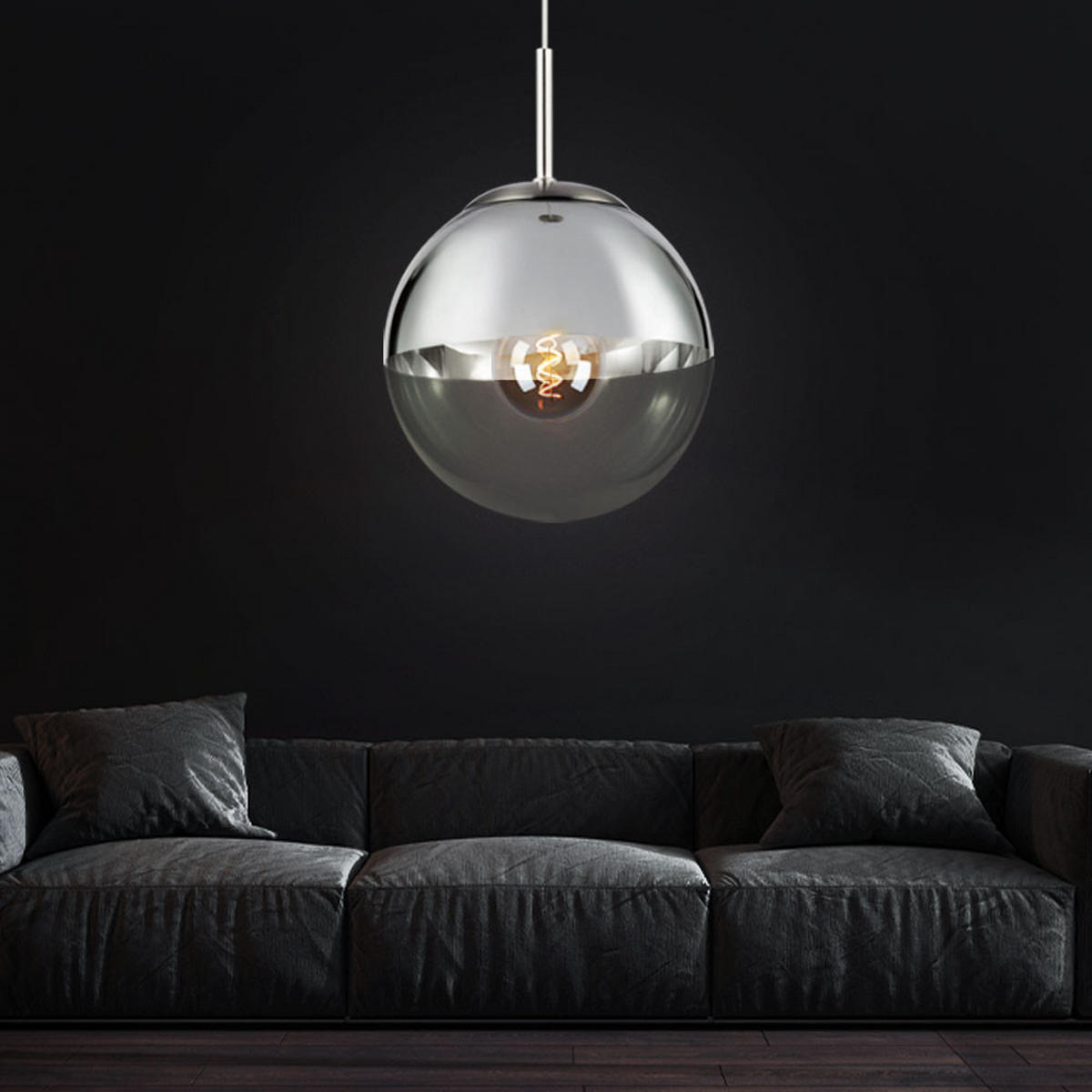 LED HÄNGELAMPE VARUS Silber Transparent - Silberfarben, Glas (30/30/120cm) - Globo Lighting