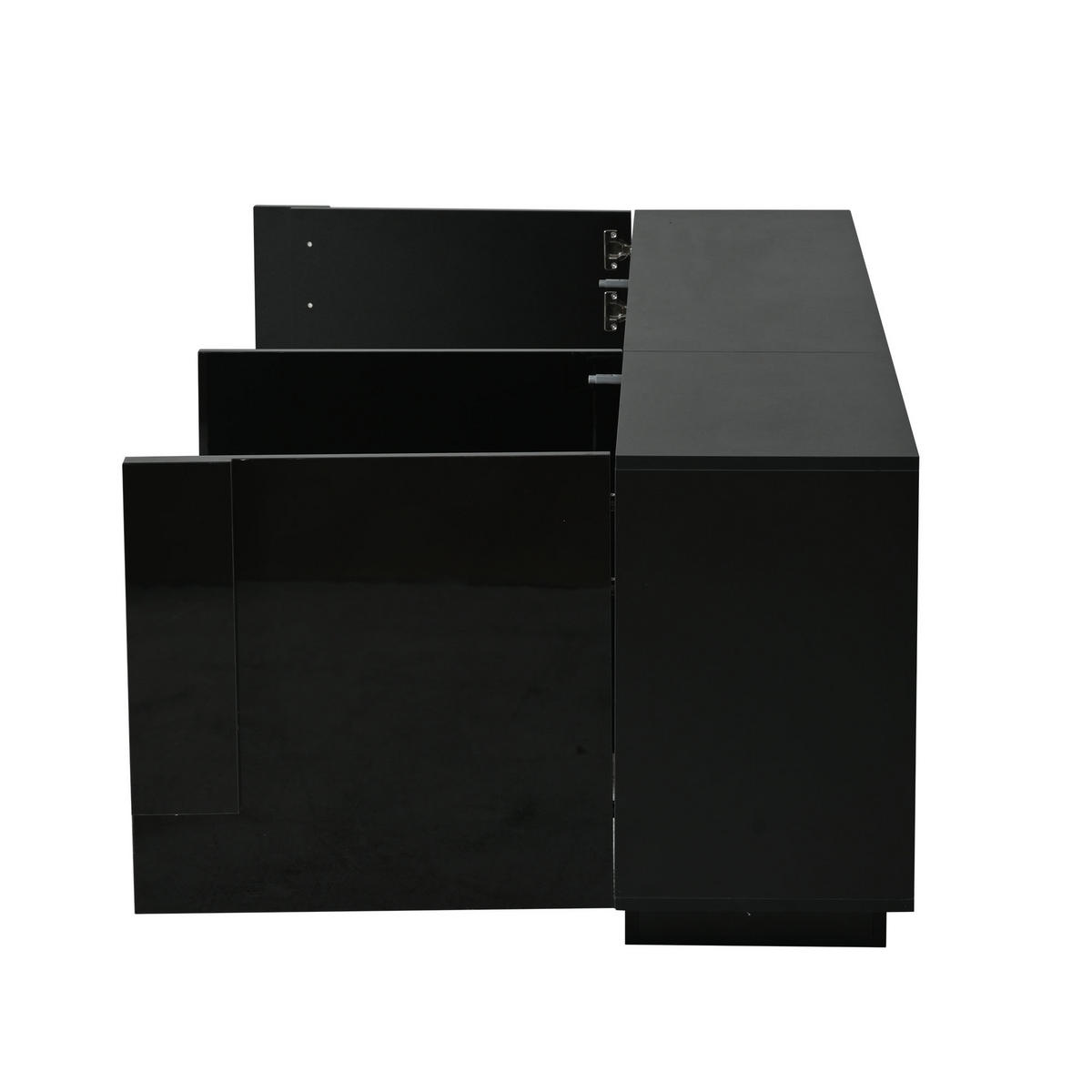 SIDEBOARD Schwarz Hochglanz 3 Türen 160cm 6 Fächer modern - Schwarz, Holzwerkstoff (35/60/160cm) - FLIEKS