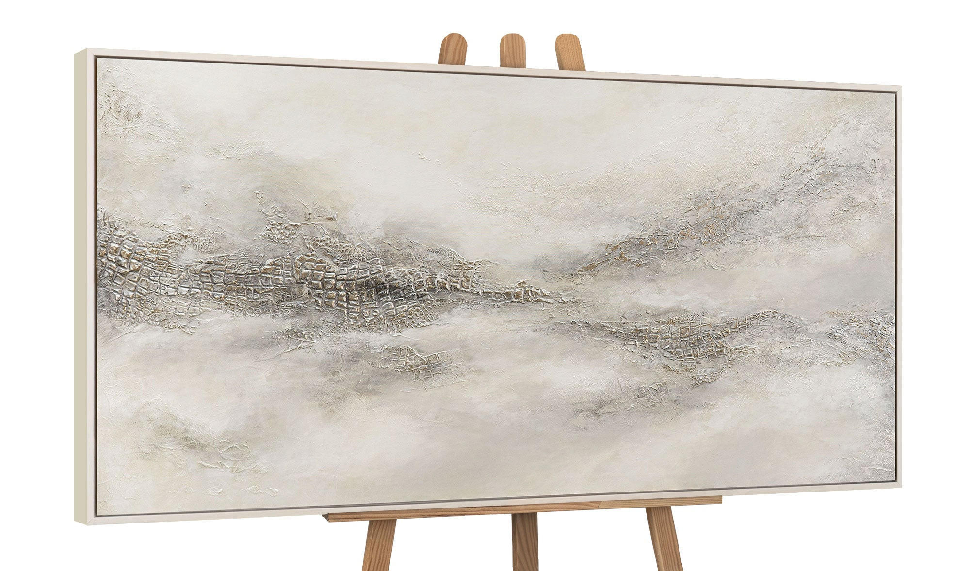 GEMÄLDE Nebulöse Ferne Schattenfugenrahmen Beige 120x60 cm - Beige, Holz (120/60cm) - YS-art gallery
