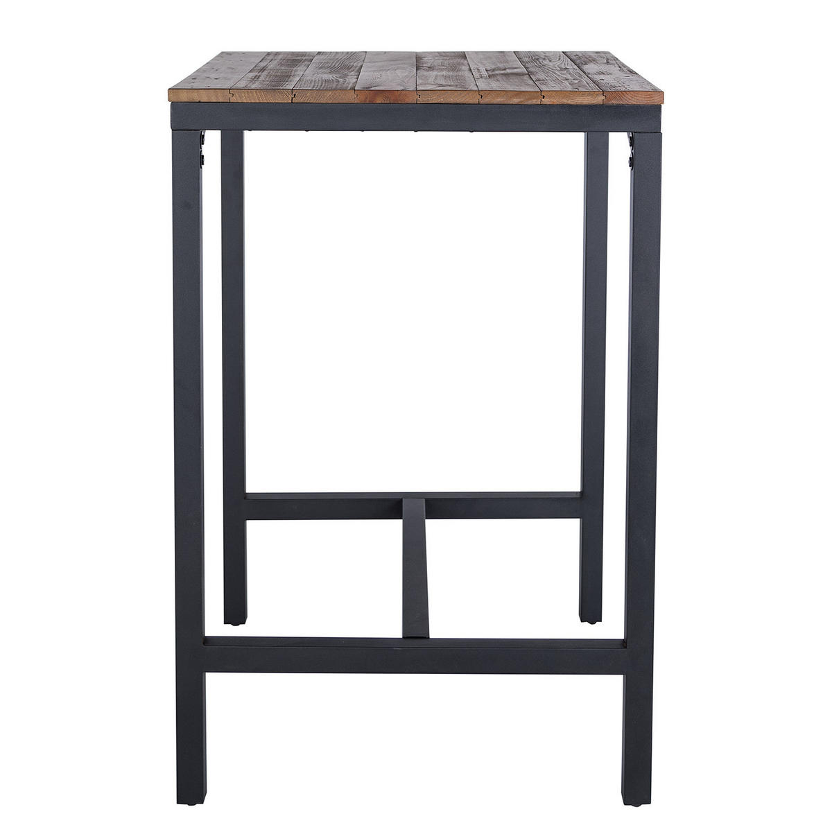 BARTISCH - Pinie massiv / Metall - Schwarz/Pinienfarben, Holz/Metall (70/70/105cm) - home24