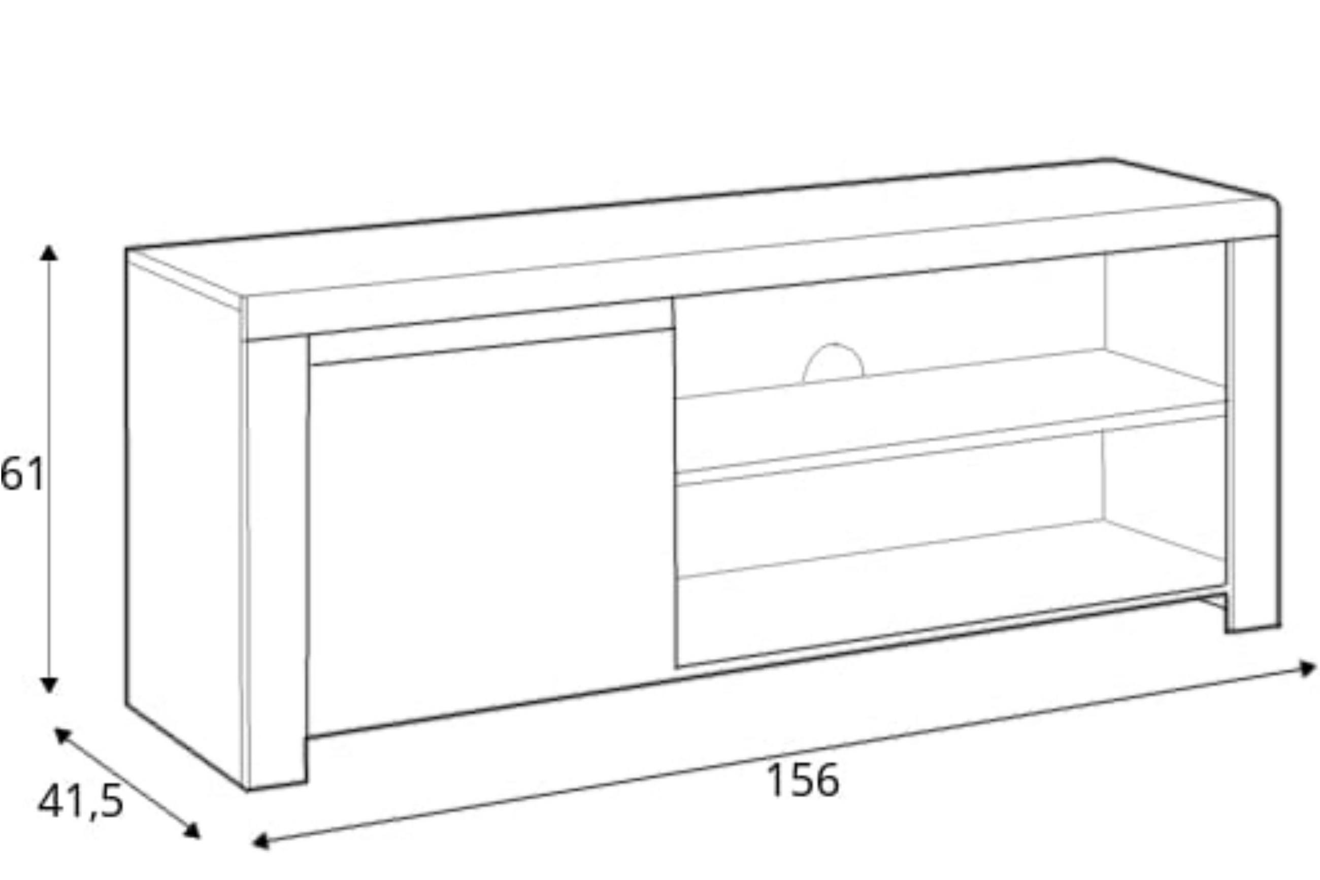 Thumbnail - Konsimo® Lowboard, Weiß, Eiche Wotan, Holz, Rechteckig, 156x61x42 cm, Hergestellt in Europa, Wohnzimmer, Wohnwände, Lowb...