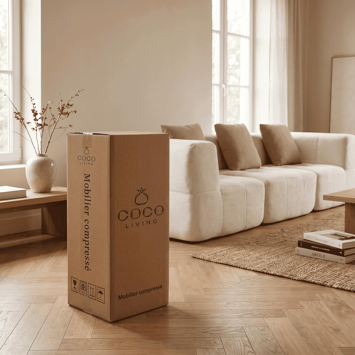 WOHNZIMMERSOFA Eden Simple 3-Sitzer - Weiß Sand - Beige, Textil (92/71/92cm) - COCO Living