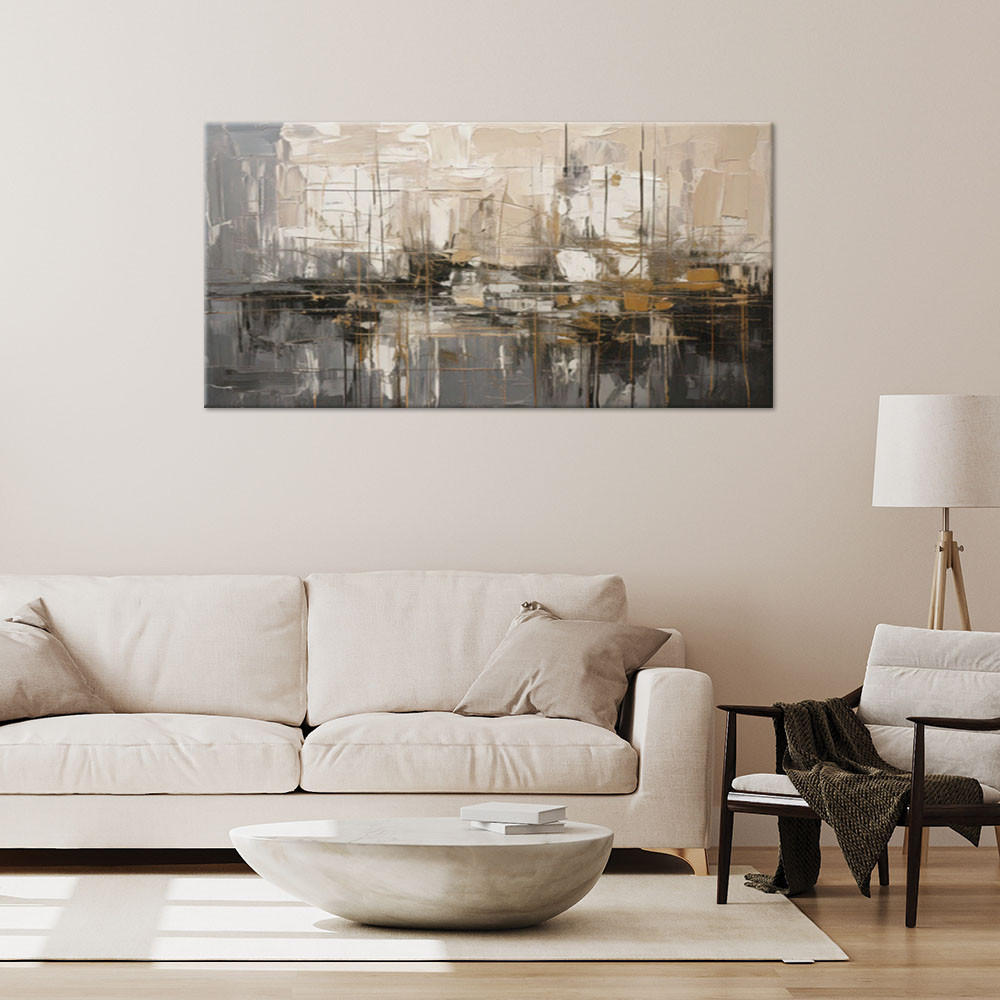 LEINWANDBILD Moderne Abstraktion Minimalismus 120x60cm - Grau, Textil (120/60cm) - Feeby