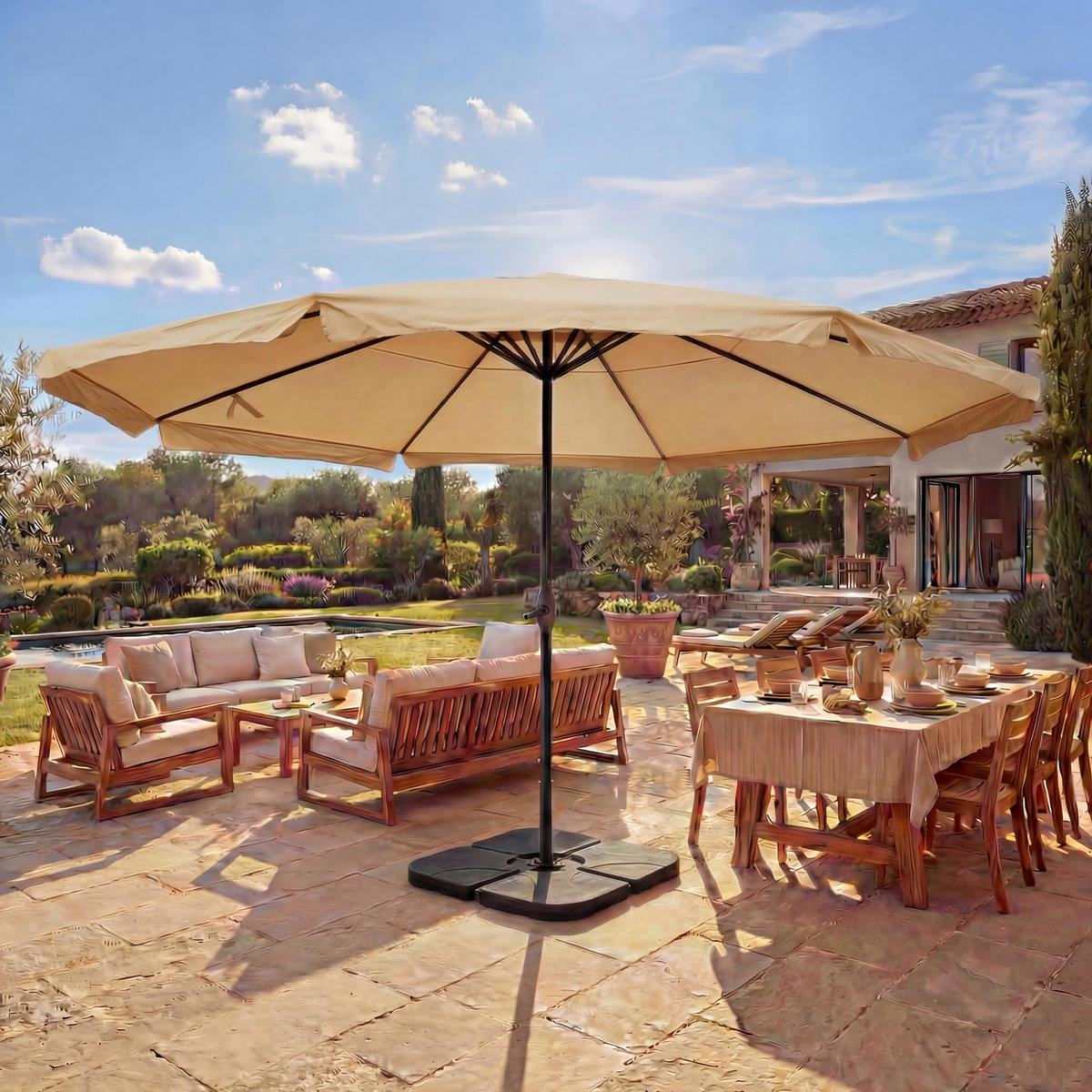 SONNENSCHIRM PRO Cremeweiß - Weiß, Textil (500/500cm) - MCW