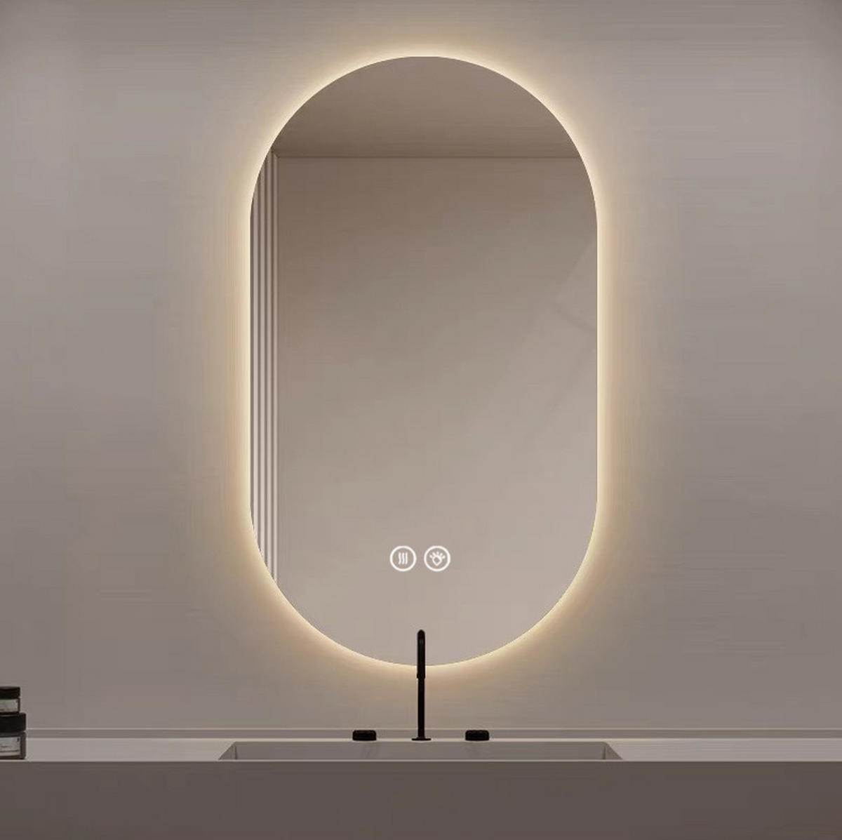 LED Badezimmerspiegel 60x90x3cm Silber, 3 Lichtfarben dimmbar mit Entspiegelung - Silberfarben, Glas (60/90/3cm) - Modfu