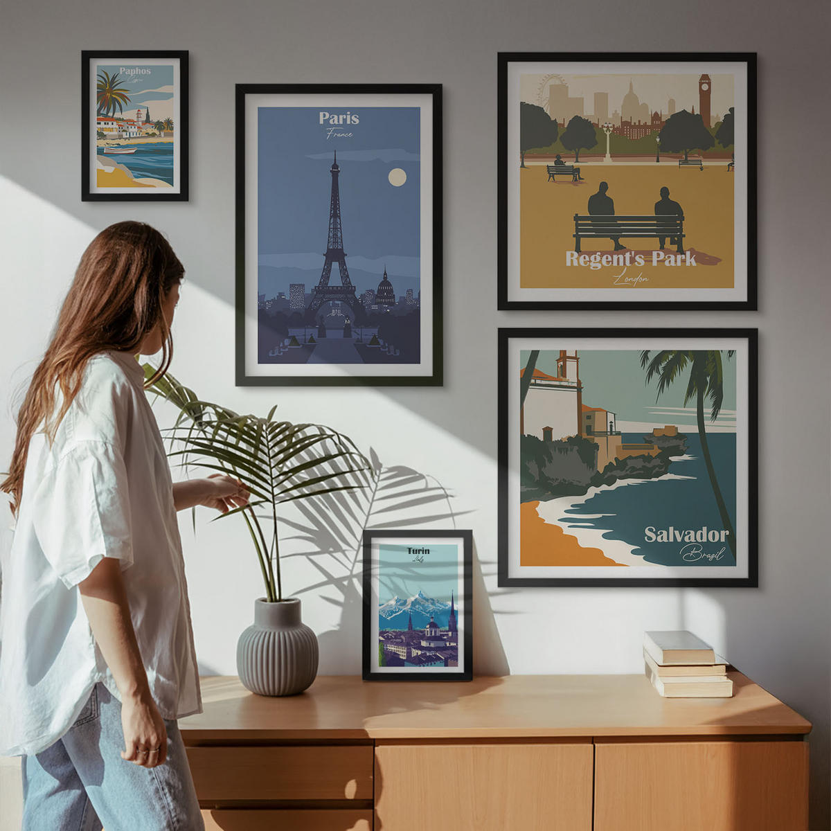 WANDBILDER 5er-Set - 50x50 cm & 20x30 cm & 40x60 cm Schwarzer Rahmen - Touristische Küstenlandschaften - Schwarz, Kunststoff (40/60cm) - ArtPrintCave