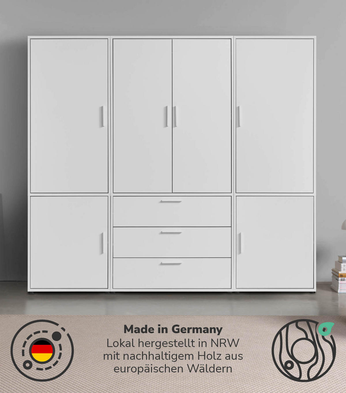 KLEIDERSCHRANK Der Grenzenlose - Weiß, Holzwerkstoff (210/187/58cm) - Mokebo