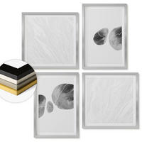 WANDBILDER 4er Set - 50x50 cm & 40x60 cm Silberner Rahmen - Abstrakte Kunst, Farbspritzer - Silberfarben, Kunststoff (50/50cm) - ArtPrintCave