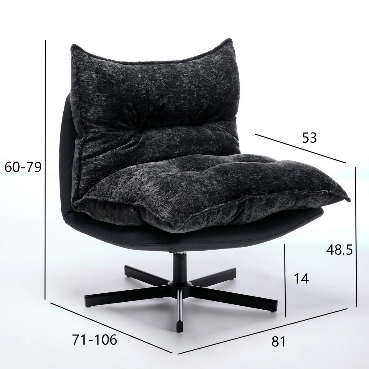 RELAXSESSEL 3-fach verstellbar, DE-42334, Dunkelgrau - Schwarz, Metall (81/79/71cm) - ComfortXL