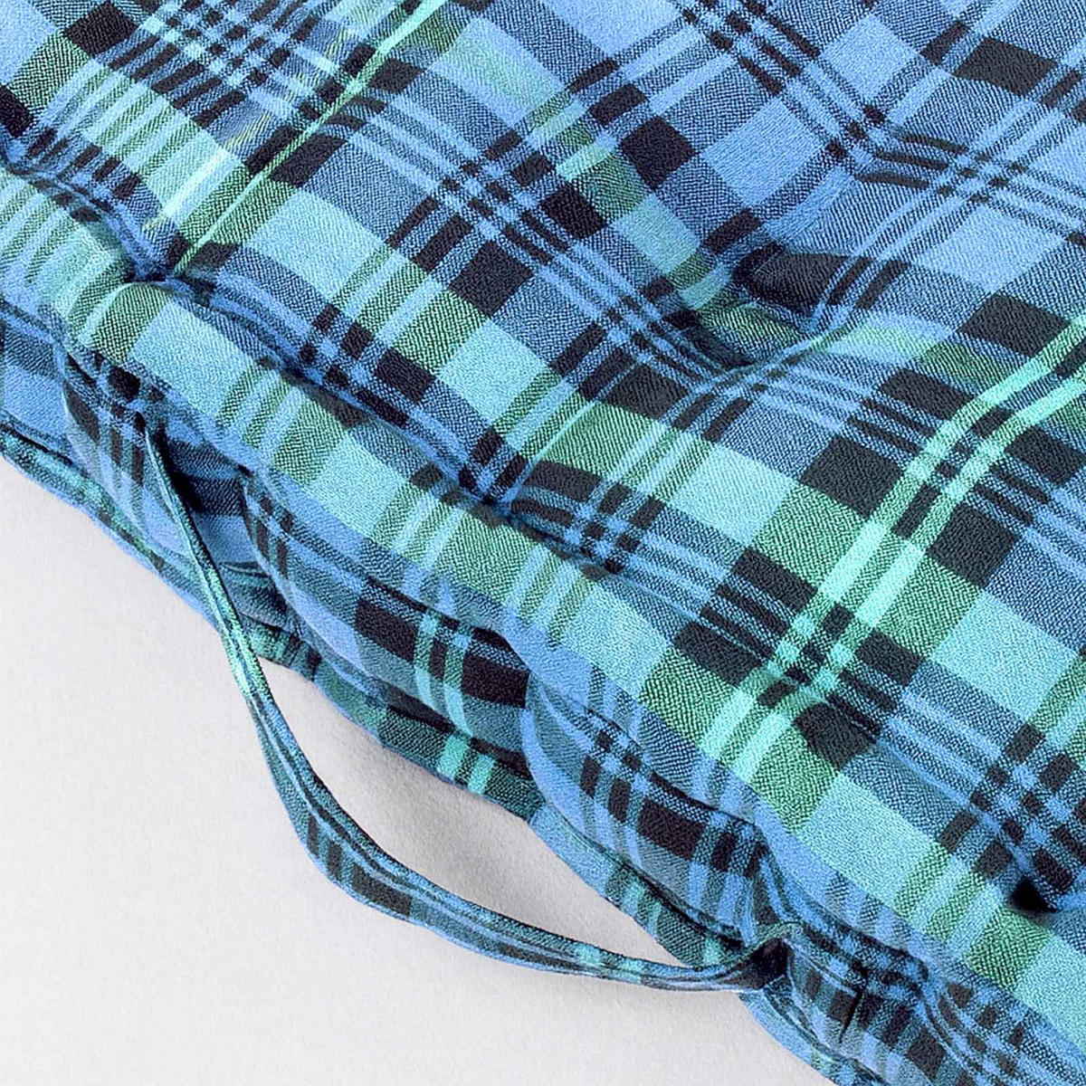 SITZKISSEN Karo blau-grün 50/50/10 cm - Blau, Textil (50/50/10cm) - Homescapes