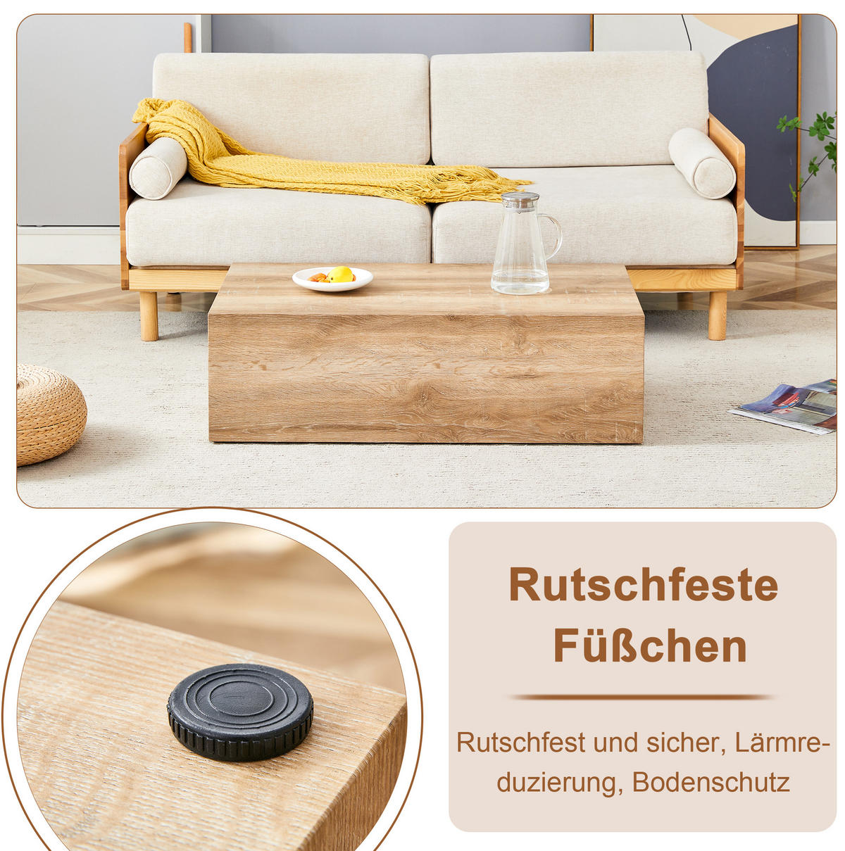 KLUBSKA miza, 90/50/30 cm, MDF v videzu lesa - naravne barve, leseni material (90/50/30cm) - BEAOK