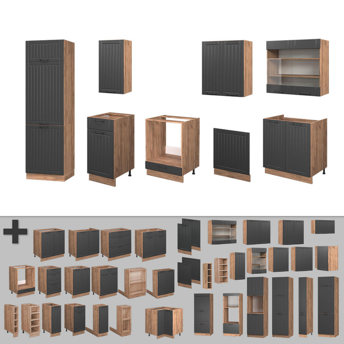 KUCHYŇSKÝ KOUT Fame-Line Tmavě šedá - tmavě šedá, kompozitní dřevo (300/81.6/60cm) - Vicco