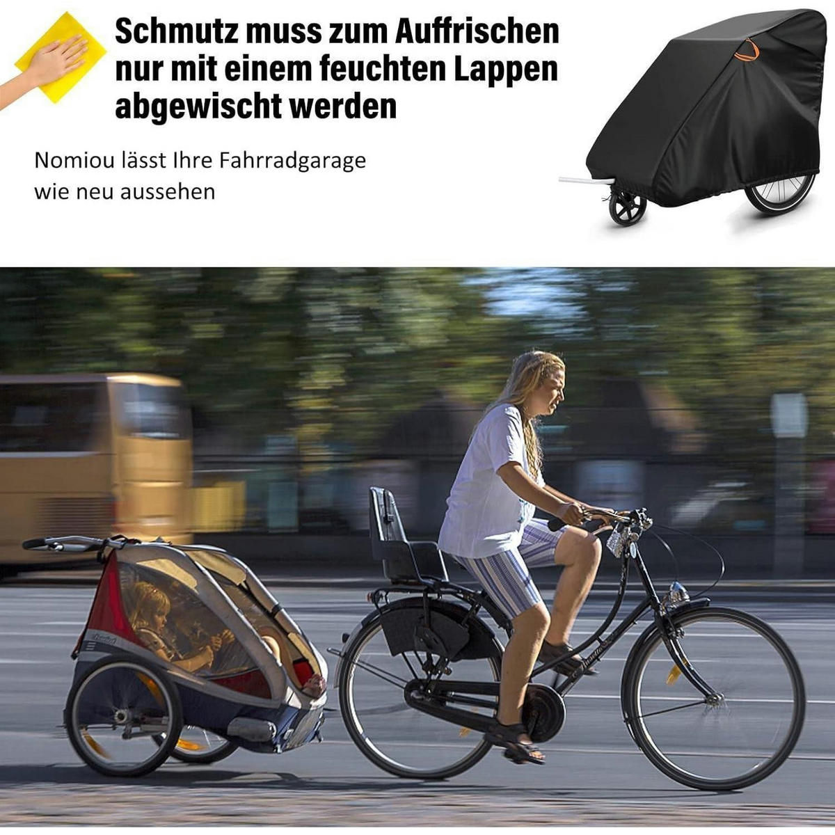 FALTGARAGE für Fahrradanhänger 140 x 88 x 92 cm - Schwarz, Textil (88/92/140cm)