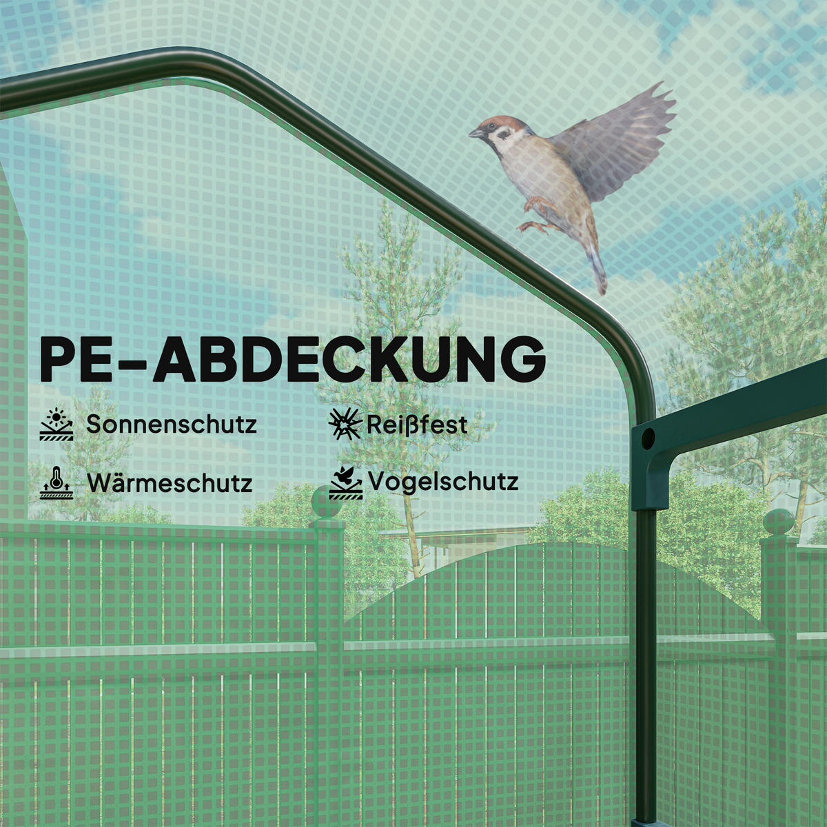 FOLIENGEWÄCHSHAUS, Stahl, Kunststoff, Grün - Grün, Metall (50/160/69cm) - Outsunny