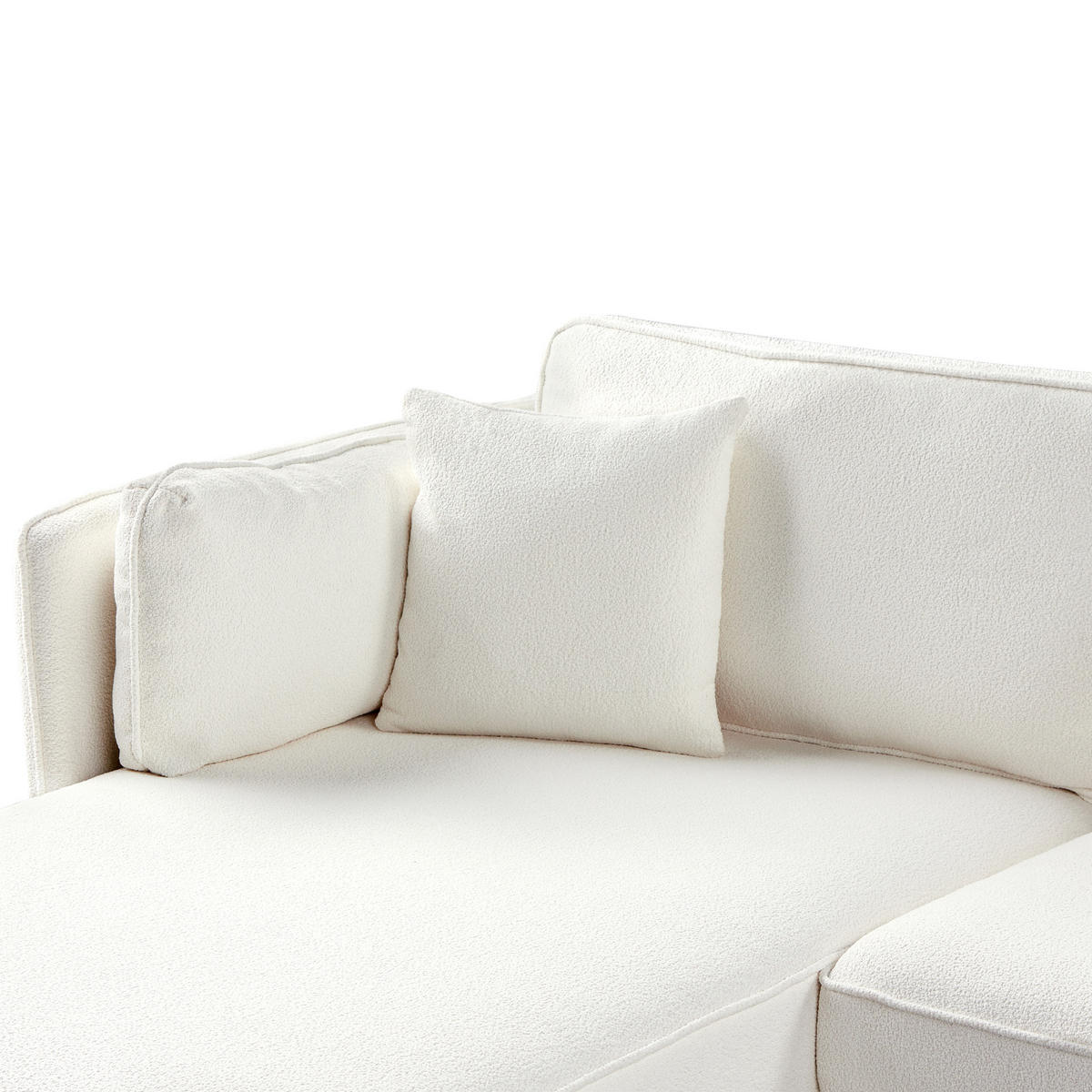 ROHOVÁ POHOVKA 3-místná Bouclé Krémově bílá pravostranná Altan - krémová, textil (268/157cm) - Beliani