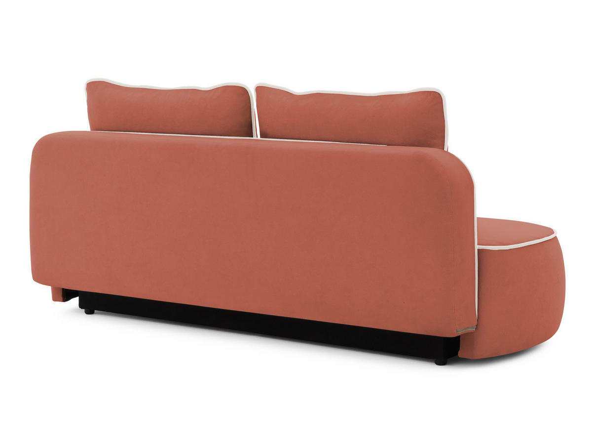 KINDERSOFA Vero im modernen und abgerundeten Design mit Schlaffunktion und Bettkasten aus Rosa Plüschstoff mit hellgrauer Paspel - Hellgrau/Schwarz, Holz/Kunststoff (210/90/98cm) - S-Style Möbel