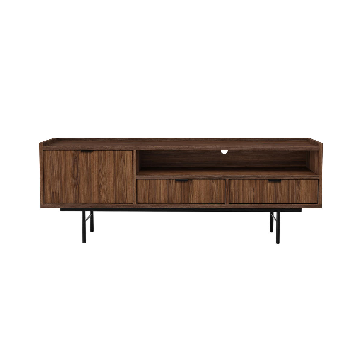 WOHNWAND Evron Kommode 150 cm TV-Board 150 cm Bücherregal 90 cm, Walnuss - Walnussfarben/Schwarz, Holzwerkstoff/Metall (150/90/40cm) - Beautysofa