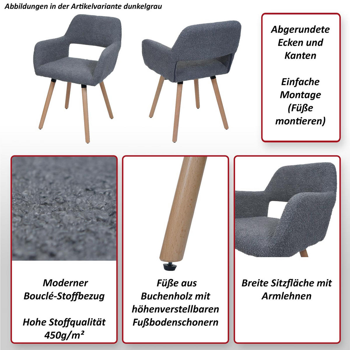 ESSZIMMERSTUHL Anthrazit - Anthrazit, Textil (56/80/53cm) - MCW