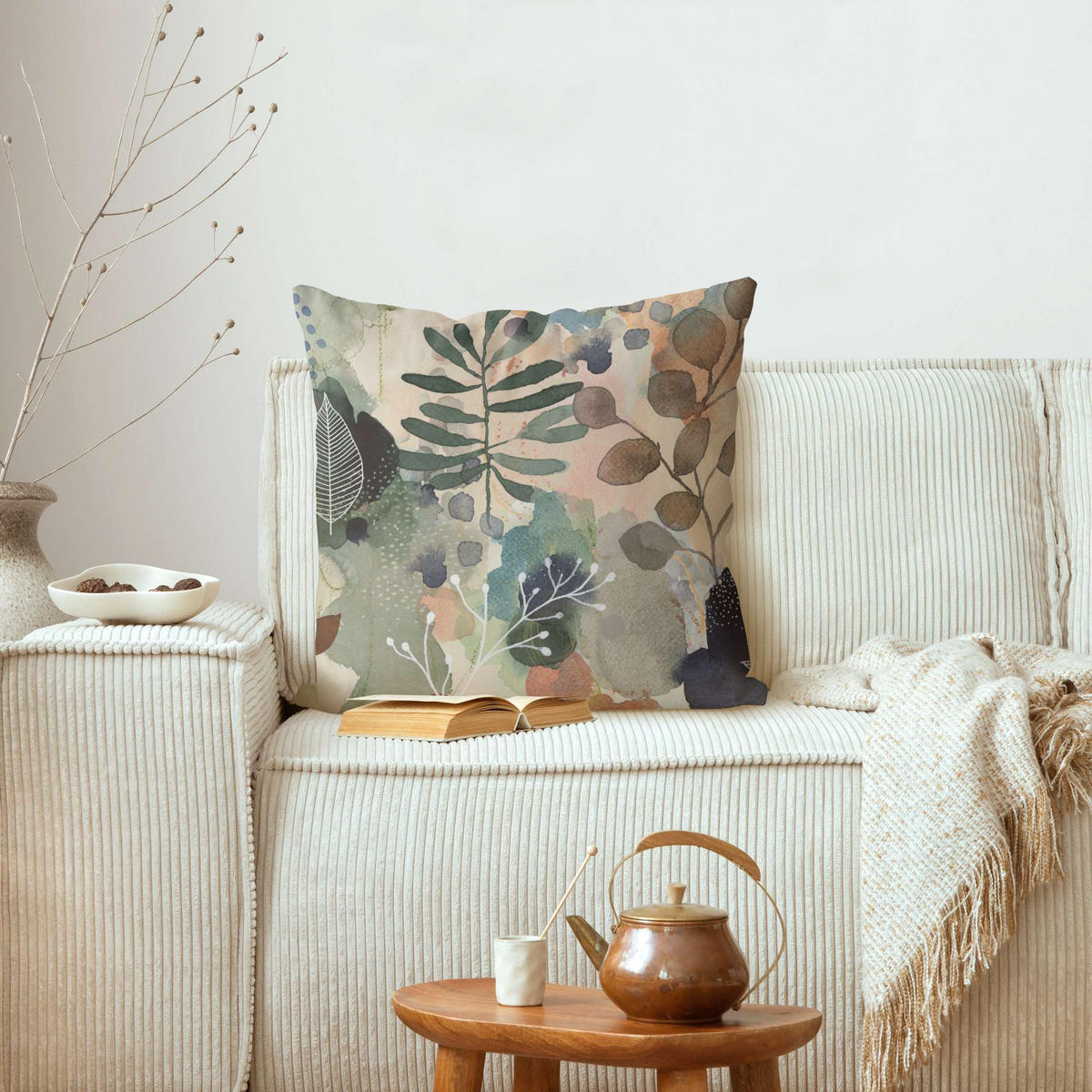 DEKOKISSEN Gedeihen und fließen 40/40 cm - Eichefarben, Textil (40/40/10cm) - Bilderwelten