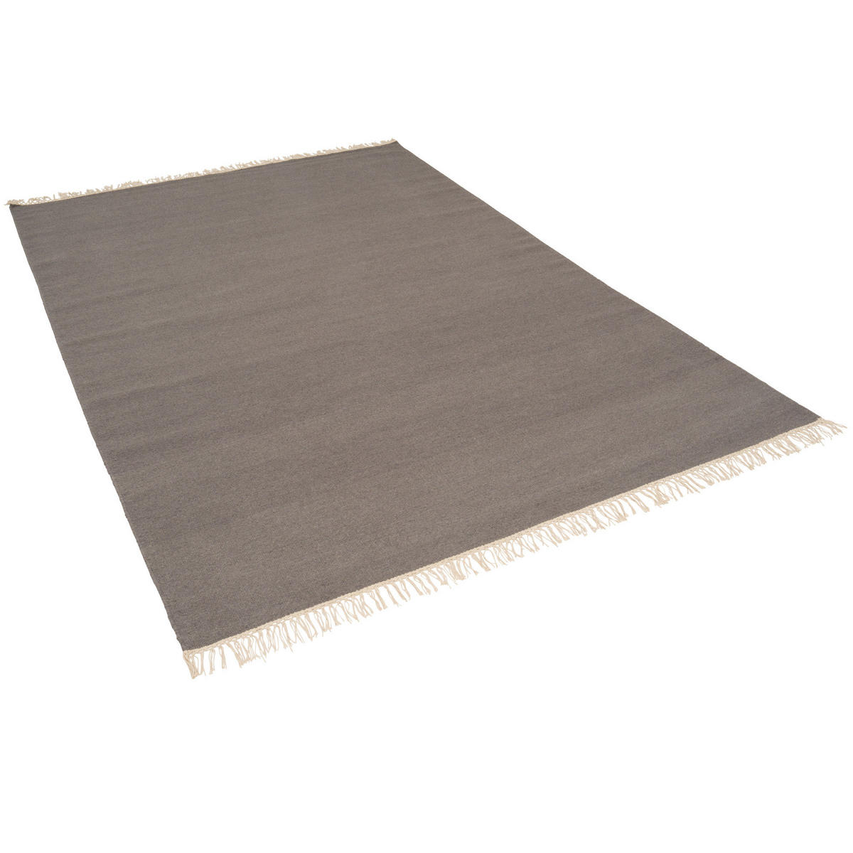 WOLLE NATUR TEPPICH KELIM MILA - Anthrazit, Textil (120/180cm) - Pergamon