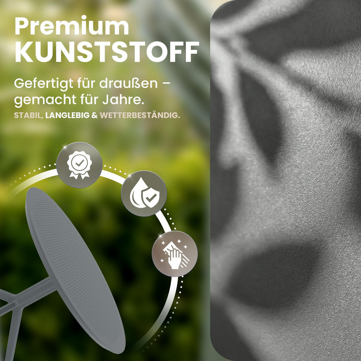 GARTENTISCH rund Ø105 cm Kunststoff Dunkelgrau - Dunkelgrau, Kunststoff (105/105/74cm) - CLP