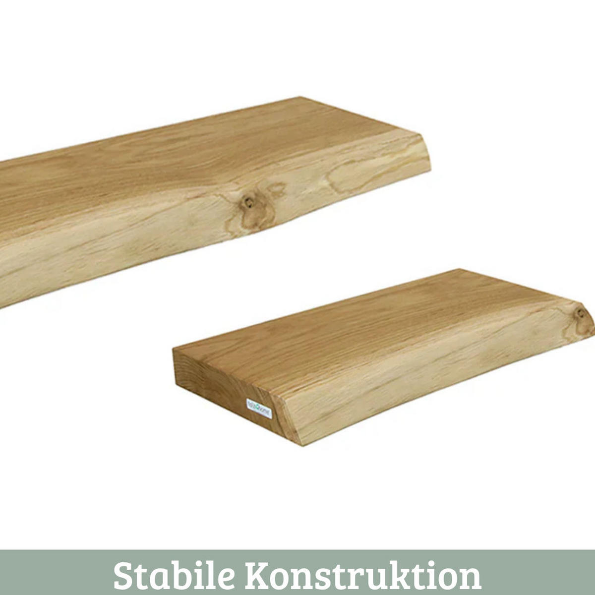 WANDREGAL 2er-Set Holz HYDI Eichenholz Massiv Mit Baumkante - Braun, Holz (70/4/22.2cm) - DELUKE