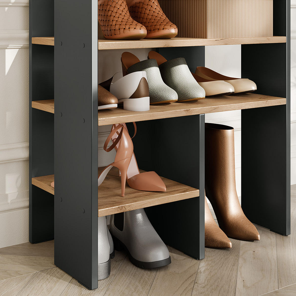 BOTNÍK Marlon Antracit/zlatý dub - antracitová, kompozitní dřevo (60/100/34.4cm) - Vicco