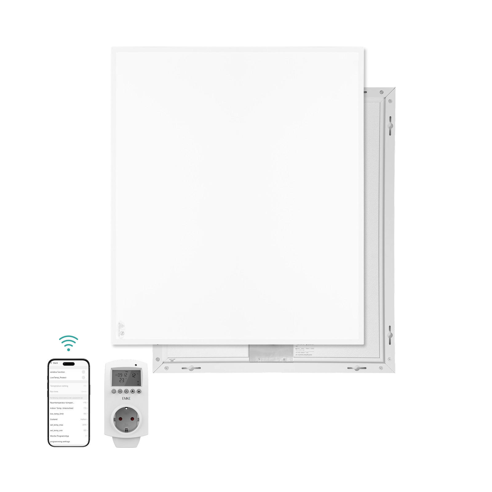 WANDKONVEKTOR Elektrisch 300 W mit Thermostat und App Steuerung 50,5/59,5 cm - Weiß, Kunststoff/Metall (50.5/59.5/2cm) - EMKE