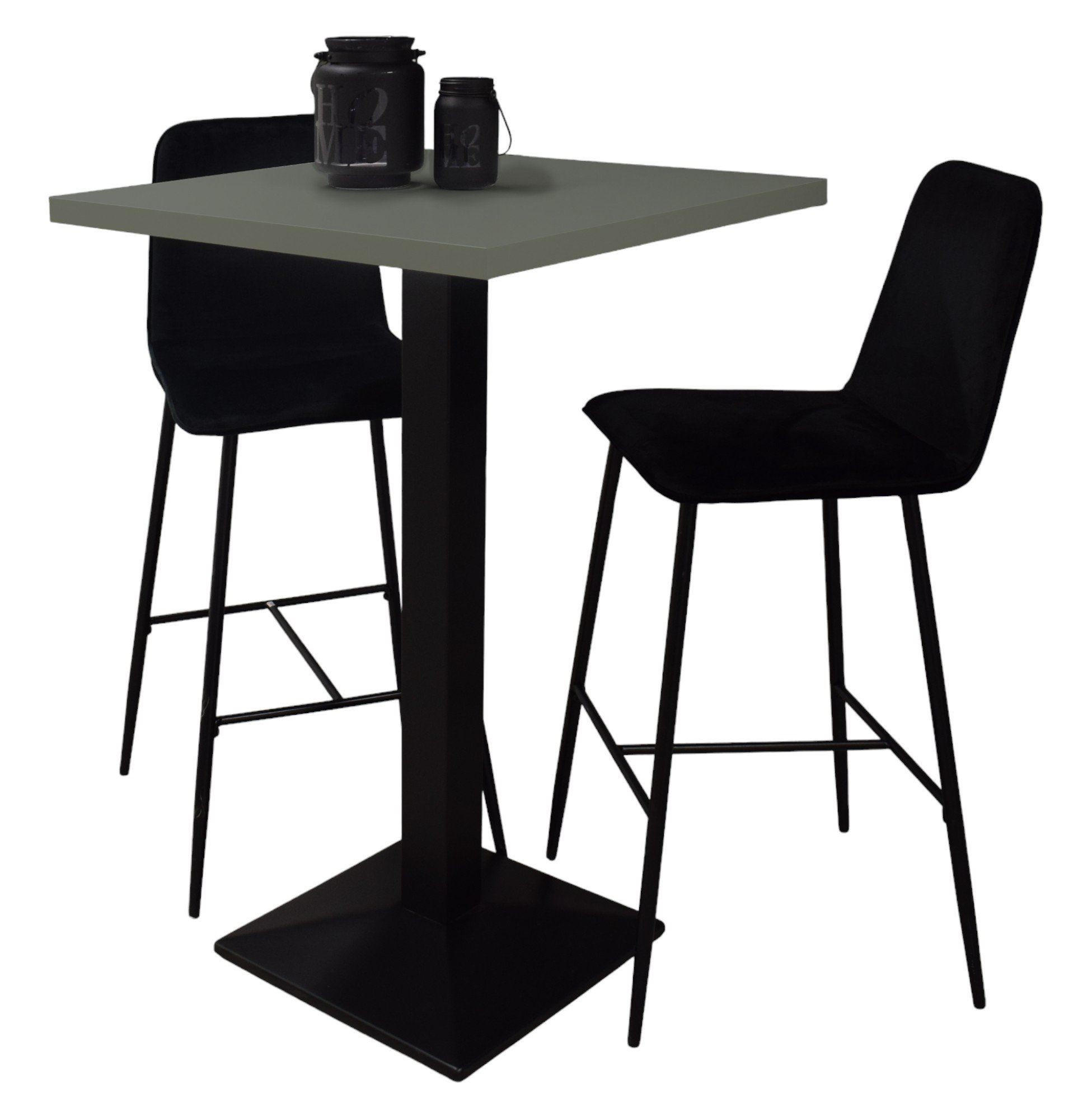 TRESENTISCH Elene 70x70x106 schwarz matt/Pinie green matt lack - Grün, Metall (70/70/106cm) - 58aufmkessel