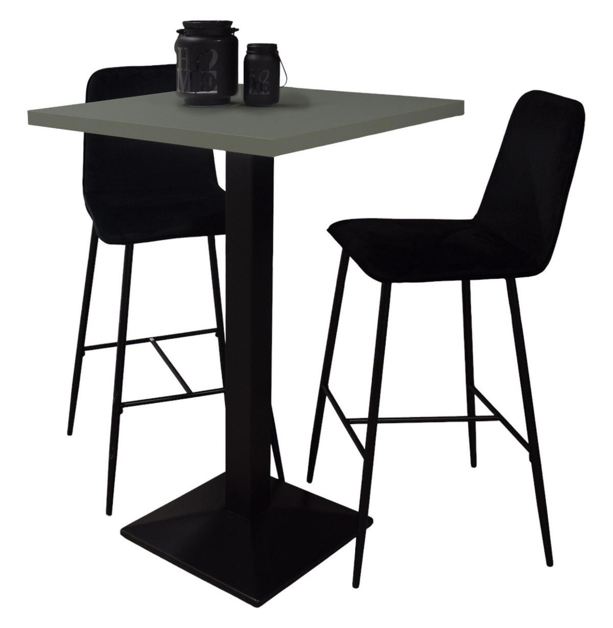 TRESENTISCH Elene 70x70x106 schwarz matt/Pinie green matt lack - Grün, Metall (70/70/106cm) - 58aufmkessel