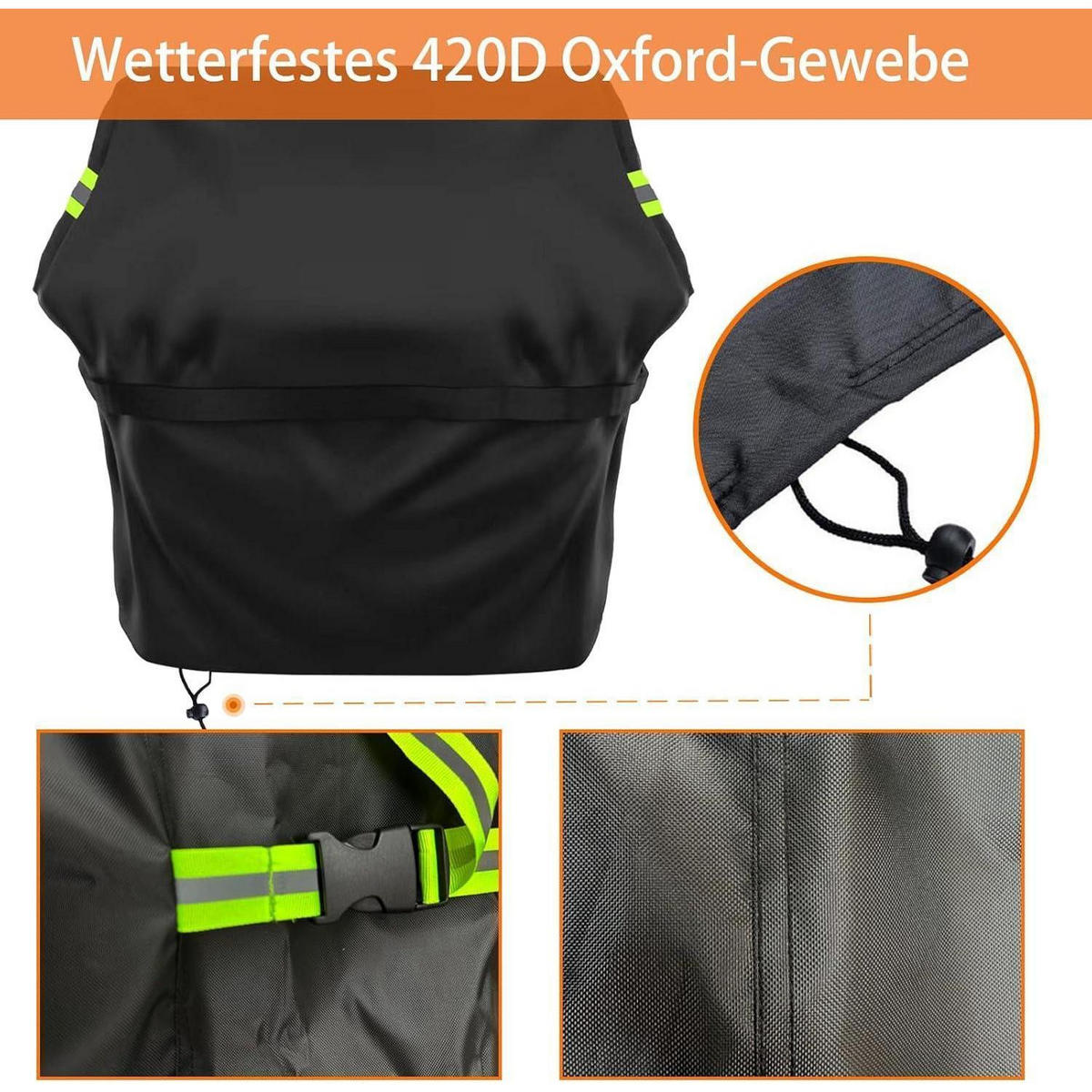 GRILLABDECKUNG Wetterfest 117 x 66 x 117 cm Textil - Schwarz, Textil (66/117/117cm)