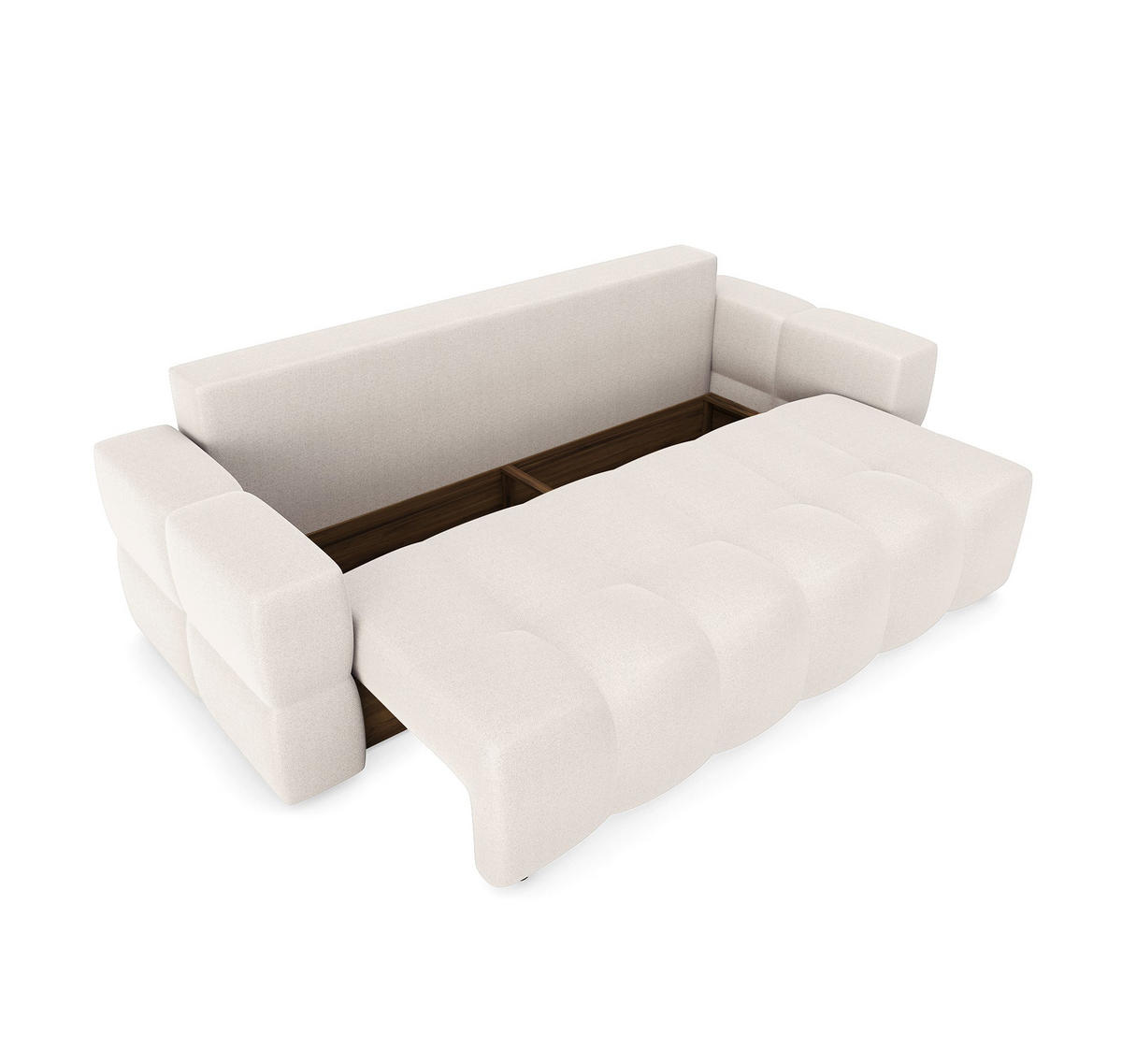 SCHLAFSOFA 4-SITZER Mit Stauraum Nussbaum Stoff creme - Creme, Textil (247/90/102cm) - Sia Home