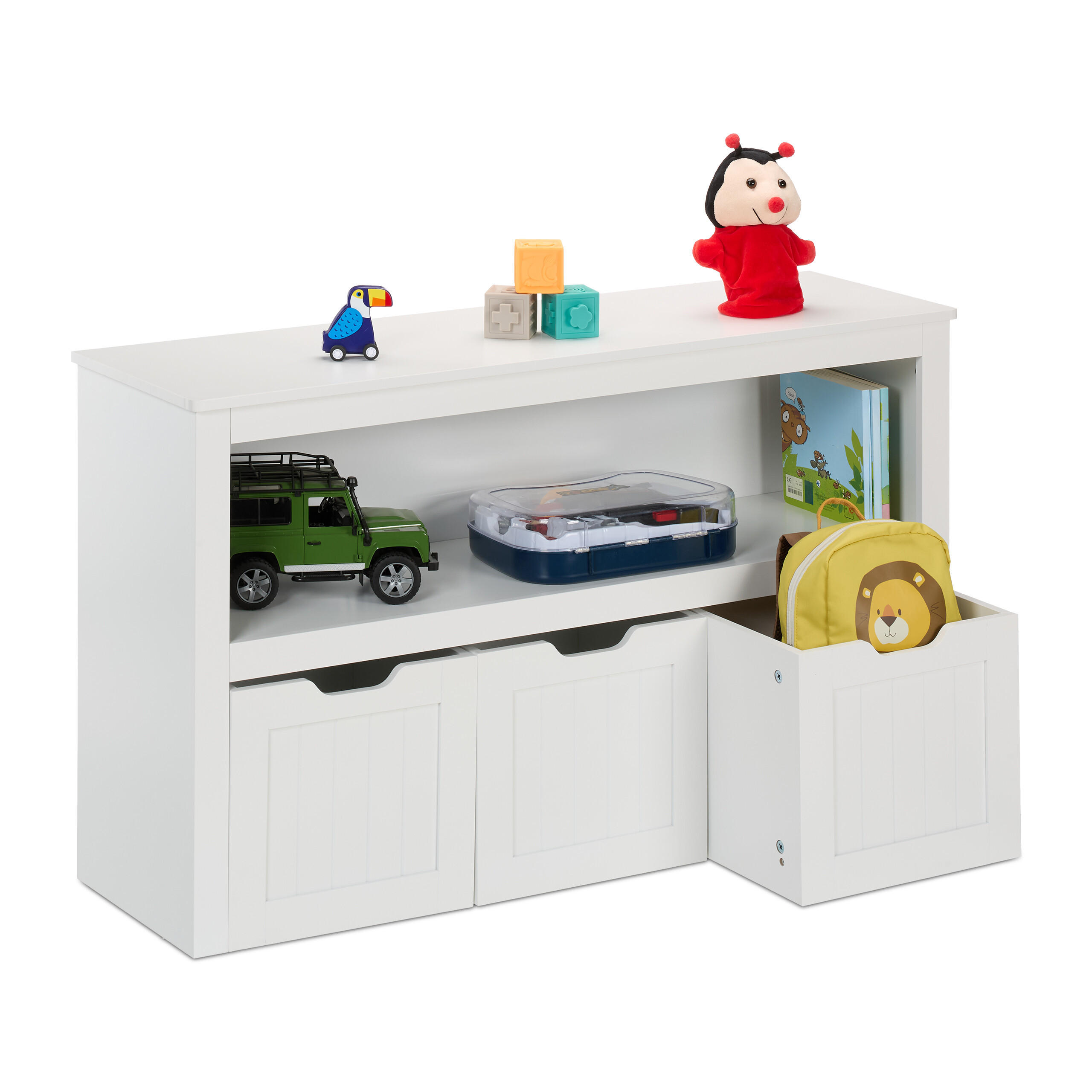 KINDERREGAL - Weiß, Holzwerkstoff (102/60/30cm) - Relaxdays