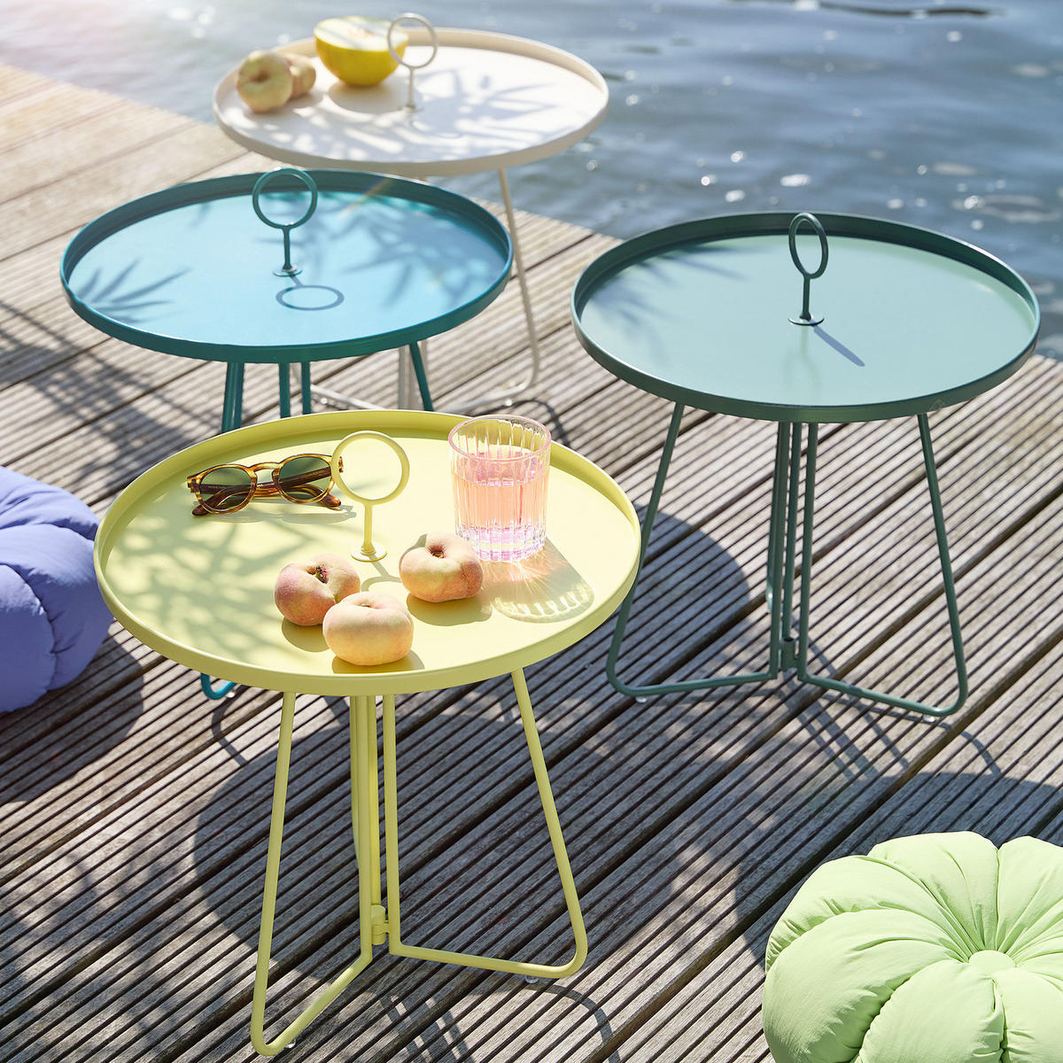 BEISTELLTISCH Porter mit Griff - Creme, Metall (45/45/53cm) - BUTLERS