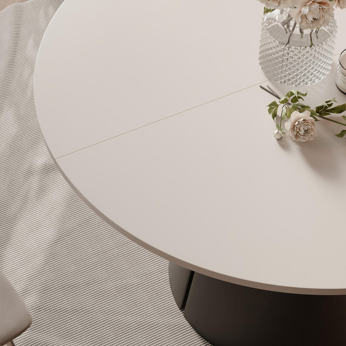 AUSZIEHTISCH BASE 120-196/76 cm, Schwarz / Kaschmir - Kaschmir/Schwarz, Holzwerkstoff/Metall (120/120/76cm) - Idohome